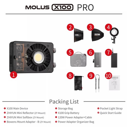 Zhiyun molus x100 pro 100w - x100, led