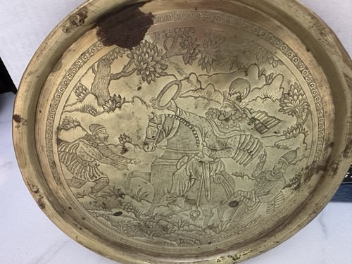 Persian qajar brass tray - brass,