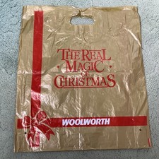 Vintage Woolworths The Real Magic of Christmas Plastic Carrier Bag