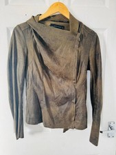Zara Brown Khaki Lightweight Suede Leather Top Jacket - Size S