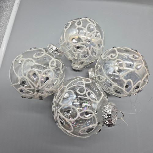 Hand blown clear glass - , white