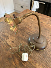 VINTAGE Brass Metal Flower Bendy Stem Plug In Concrete Base Lamp Light Lighting