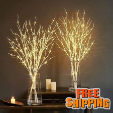 LED White Birch Branch Light Battery Christmas Wedding Party Twig Decor