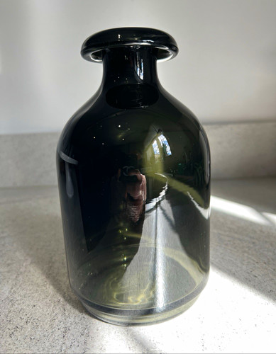 Grey solid glossy glass bottle - solid,