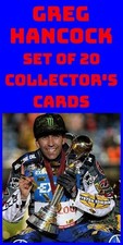 GREG HANCOCK--SET OF 20--SPEEDWAY COLLECTORS CARDS/STICKERS