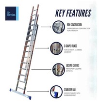 Used TB Davies  Professional trade Aluminium Triple Extension Ladders To 8.5m