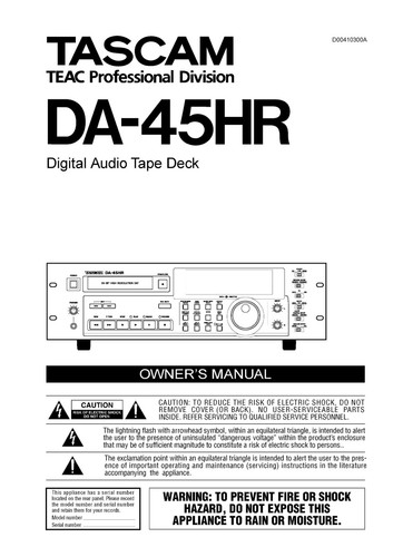 User manual for tascam - user,
