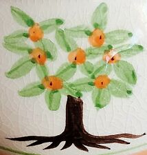 vintage large all purpose ethnic hand painted persimmon trees on juice jug vgc