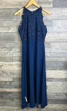 Monsoon Maxi Dress Size UK 12 Navy Lena Lace Long Wedding Bridesmaid Occasion