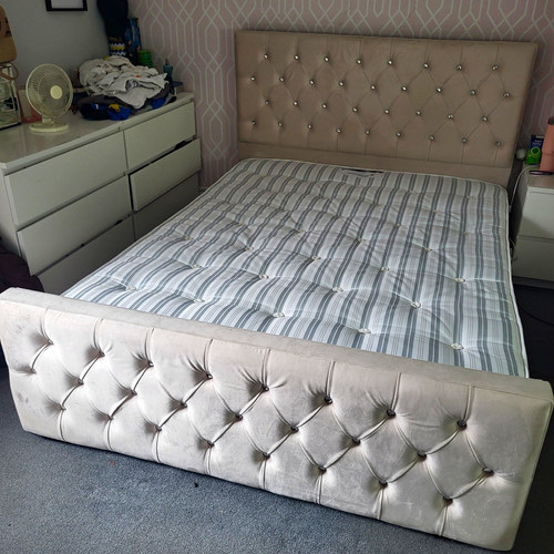 Cream velvet upholstered - velvet,
