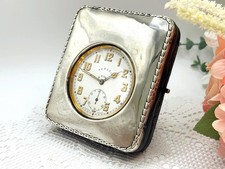 Antique Goliath Pocket Watch Sterling Silver & leather Case, Swiss Movement 1912