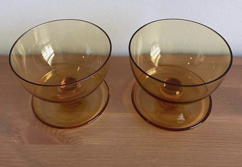 Vintage amber glass pedestal - vintage,
