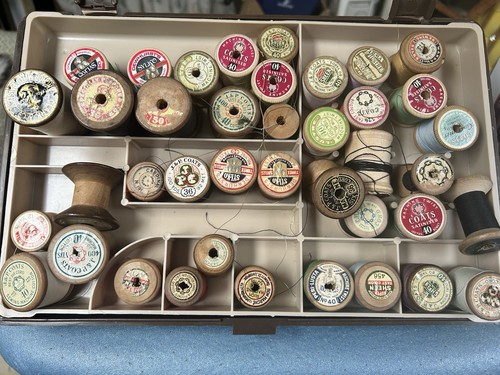Vintage cotton wooden reels - vintage,