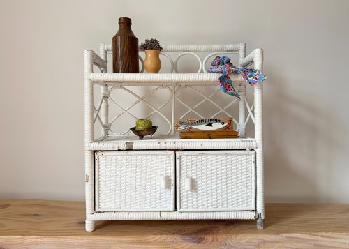 White wicker wall shelf - white,
