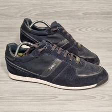 Hugo Boss Glaze Low-Top Trainers Mens 10 UK Blue Suede