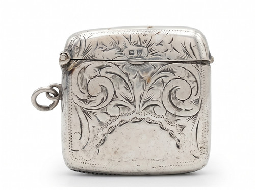 Silver vesta case 1919 - vesta,