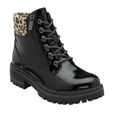 Ladies Lotus Black Patent