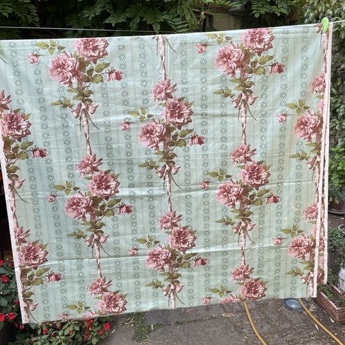 Vintage chintz fabric pink - chintz,