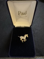 GOLD TONE RHINESTONE GALLOPING