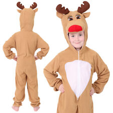 CHILDS REINDEER COSTUME RUDOLPH JUMPSUIT ANIMAL CHRISTMAS FANCY DRESS GIRLS BOYS