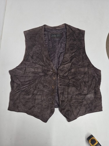 Vintage leather waistcoat - , 46"