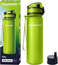 AQUAPHOR City Bottle 500ml in Green - Travel Water Filter with Activated Carbon