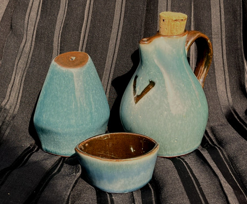 Vintage guernsey pottery cruet - vintage,