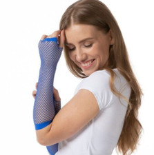 Dark Blue Fishnet Gloves 1980s 80s Rave Hen Party Fancy Dress Fingerless