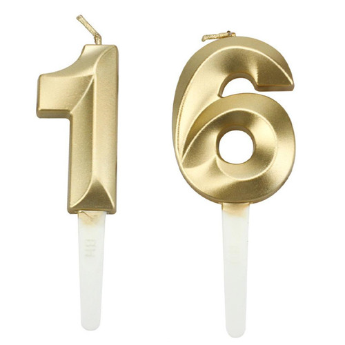 Gold number candle - gold,