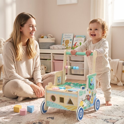 Wooden baby walker for 3 - baby,
