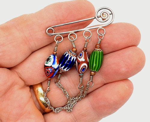 Murano millefiori glass brooch - murano,
