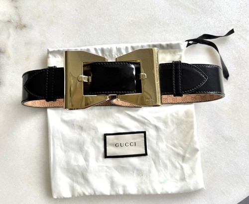 Gucci ribbon buckle belt logo - gucci,