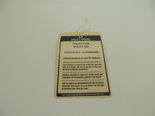 Nos 1980 utility hang tag - utility,