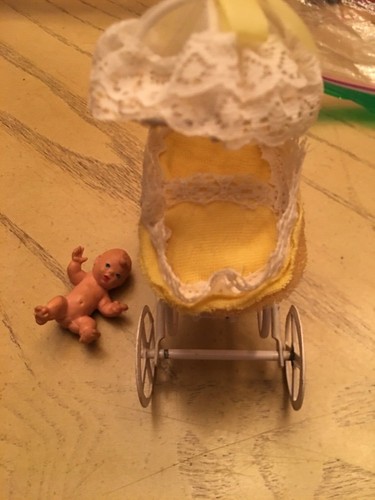 Vintage metal baby carriage - vintage,
