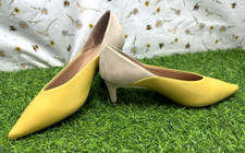 M&S Insolia Kitten Heel Shoes UK 3 Two Tone Low Court Style Mustard Lime