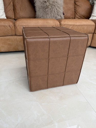 Light brown leather ottoman - brown,