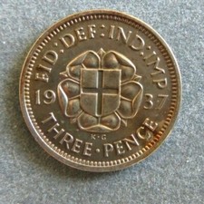 1937 Silver THREE PENCE