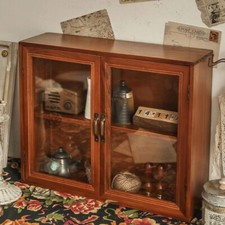 Vintage Wooden Storage Cabinet Cupboard Wall Mounted Rustic Display Shelves Unit