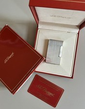 Vintage S T DuPont Linge 2 Silver Plated Lighter In Box 