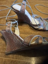 Stephane Kelian Strappy Bronze Snakeskin Print Sandals 37 Uk 4