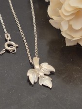 Sterling Silver Textured Maple🍁 Leaf Pendant & Silver Chain. Necklace. NEW
