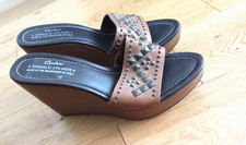 Donald J Pliner Sandals Size UK 6 Wedge Platform Slip On Slider Comfort Shoes