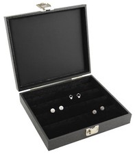 Top of the Range Wooden Display Box with Solid lid & Black Velvet Earring Pad
