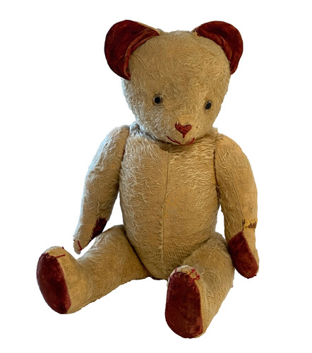 Antique beige red teddy - teddy, bear