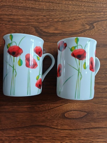 Dunelm pair poppy - poppy, mugs