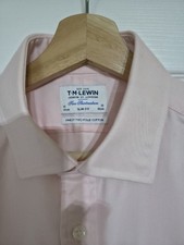TM Lewin Mens Shirt Blue 16 35 Slim Fit Two Fold Cotton Button Up Long Sleeves
