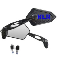 Rearview Mirrors Street Carbon Look Logo Blue Kawasaki KLR 250 570 600 Enduro