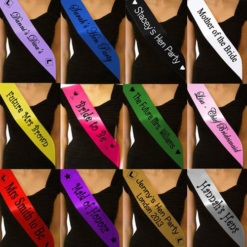 Personalised hen party sashes - hen,