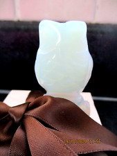 Vintage Glass Owl Small Collectable Opal Frosted Figurine - opalescent         H