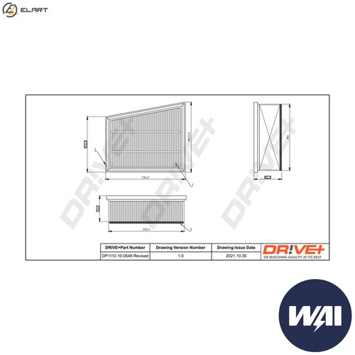 Air filter dp1110 0548 - filter, dp1110.10.0548